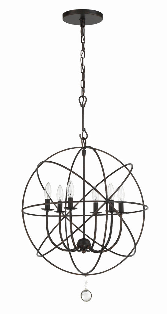 ##Antique Hardware## Solaris 6 Light English Bronze Sphere Chandelier