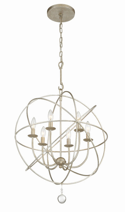 ##Antique Hardware## Solaris 6 Light Olde Silver Sphere Chandelier