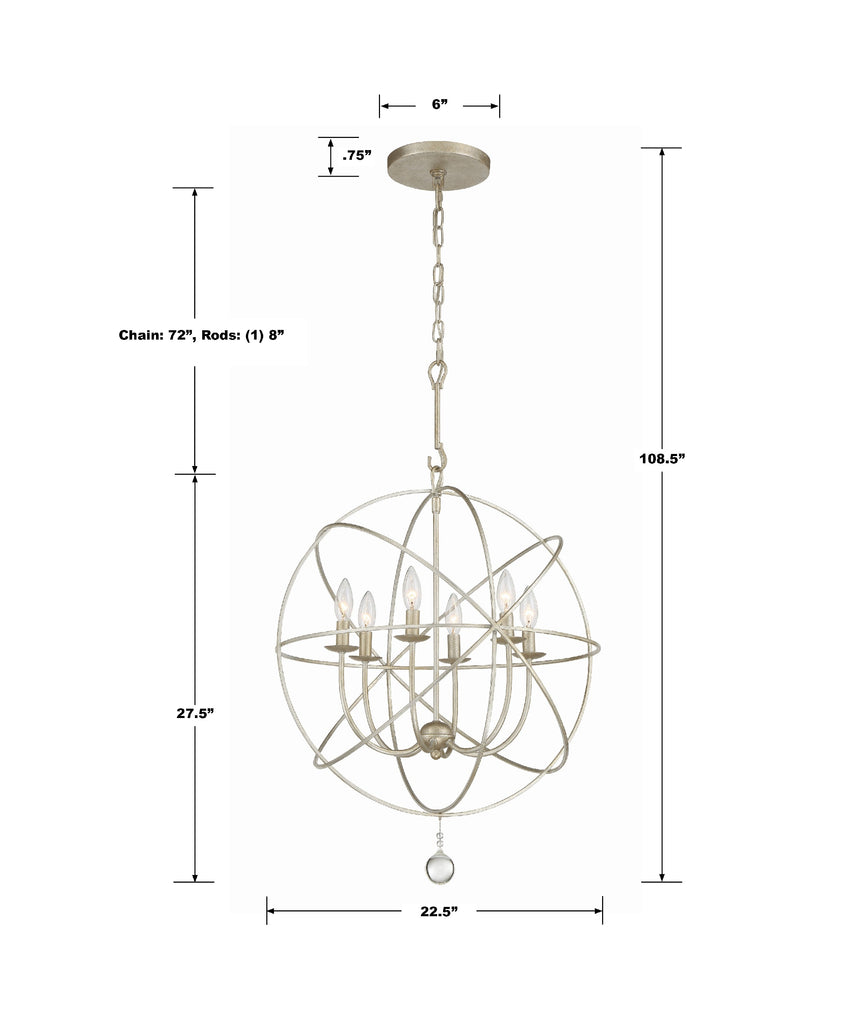 ##Antique Hardware## Solaris 6 Light Olde Silver Sphere Chandelier