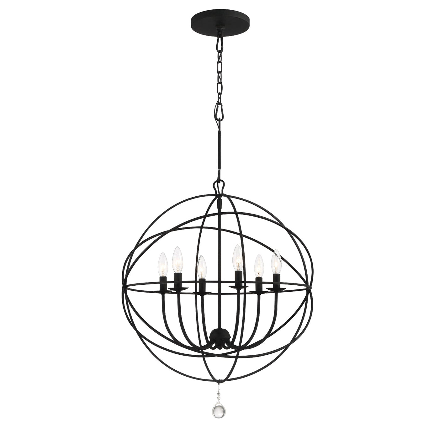 ##Antique Hardware## Solaris 6 Light Black Sphere Chandelier