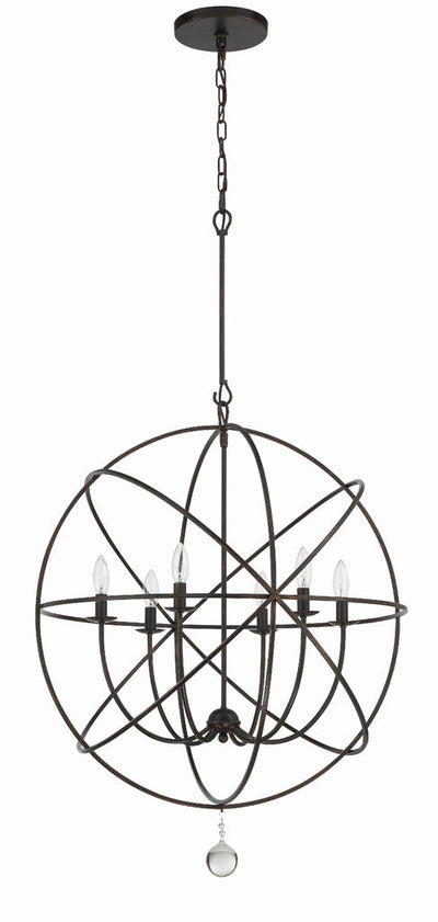 ##Antique Hardware## Solaris 6 Light English Bronze Sphere Chandelier