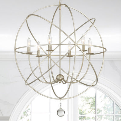 ##Antique Hardware## Solaris 6 Light Olde Silver Sphere Chandelier