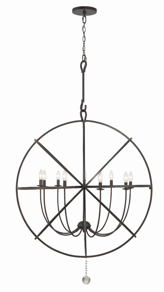 ##Antique Hardware## Solaris 9 Light English Bronze Sphere Chandelier