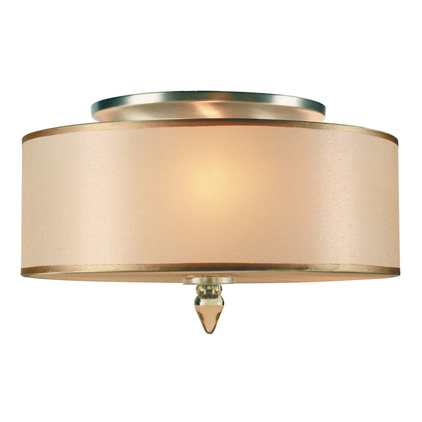 ##Antique Hardware## Luxo 3 Light Drum Shade Antique Brass Flush Mount