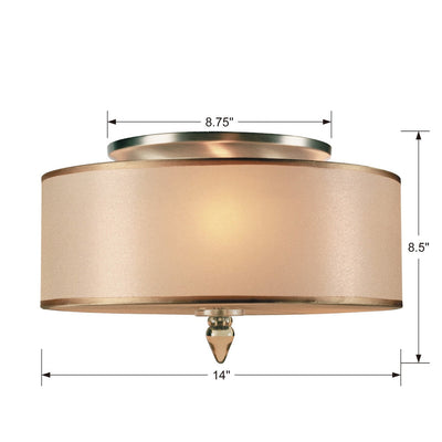 ##Antique Hardware## Luxo 3 Light Drum Shade Antique Brass Flush Mount