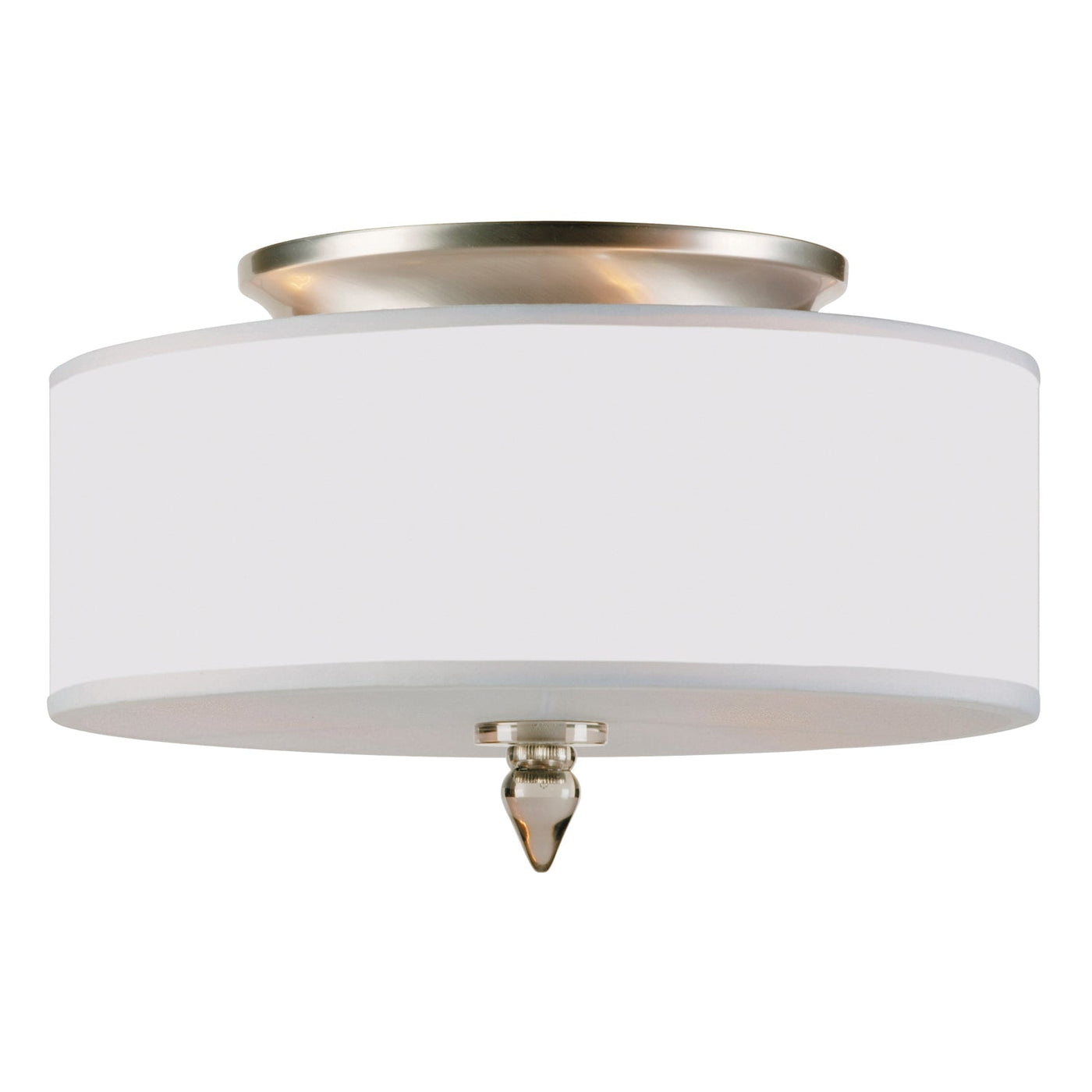 ##Antique Hardware## Luxo 3 Light Drum Shade Satin Nickel Flush Mount