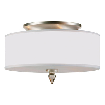 ##Antique Hardware## Luxo 3 Light Drum Shade Satin Nickel Flush Mount