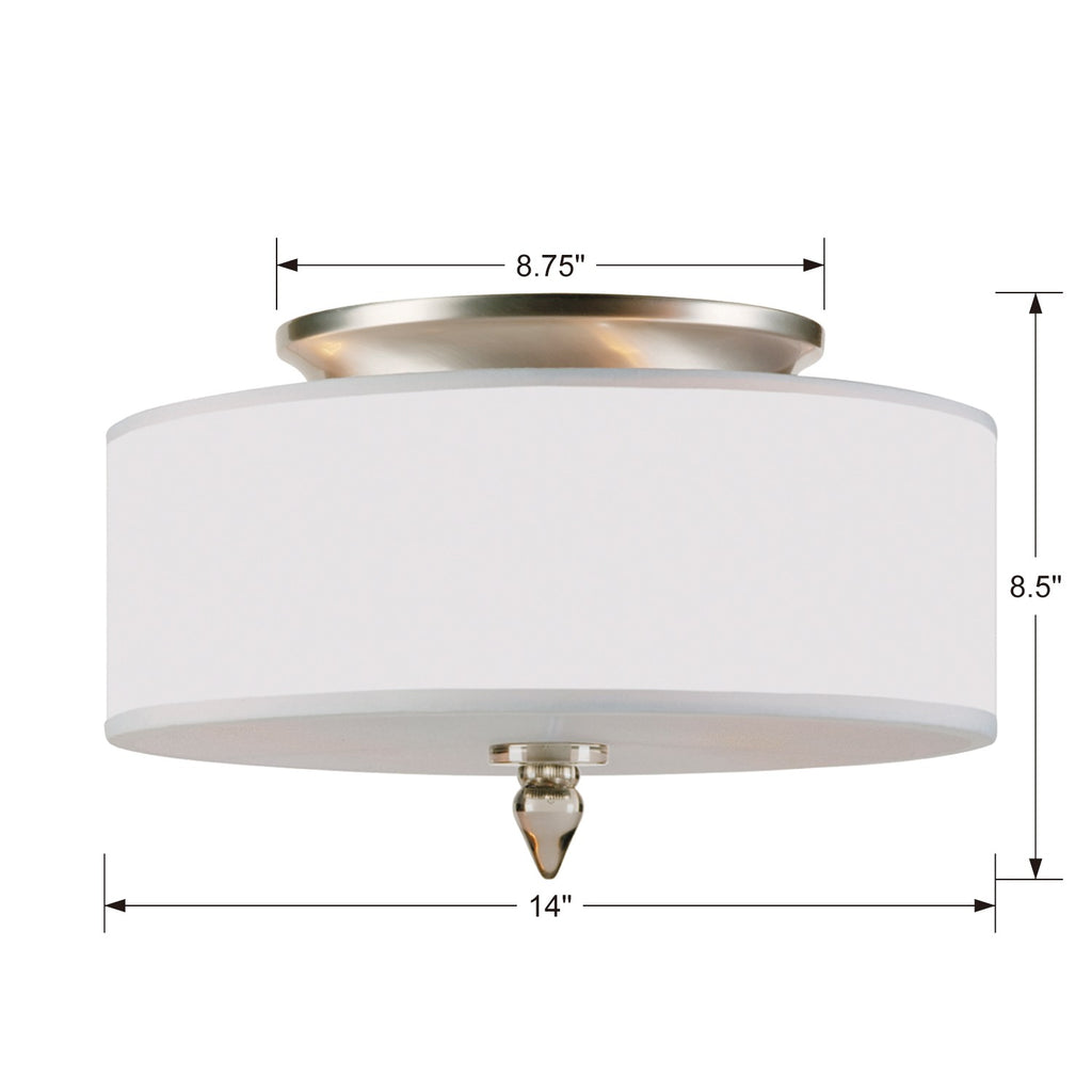 ##Antique Hardware## Luxo 3 Light Drum Shade Satin Nickel Flush Mount