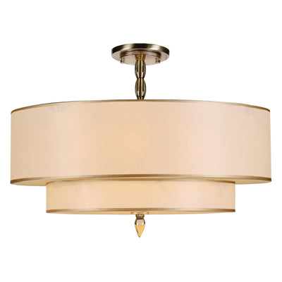 ##Antique Hardware## Luxo 5 Light Antique Brass Semi Flush Mount