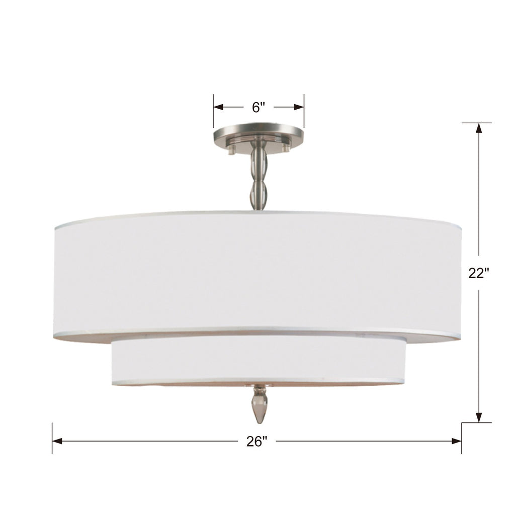 ##Antique Hardware## Luxo 5 Light Satin Nickel Semi Flush Mount