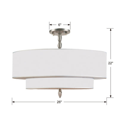 ##Antique Hardware## Luxo 5 Light Satin Nickel Semi Flush Mount