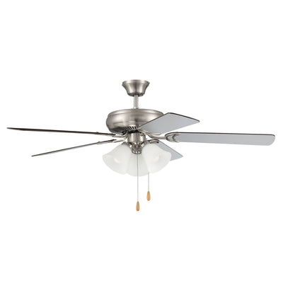 52" Decorator's Choice 3 Light in Brushed Polished Nickel w/ Brushed Nickel/Walnut Blades