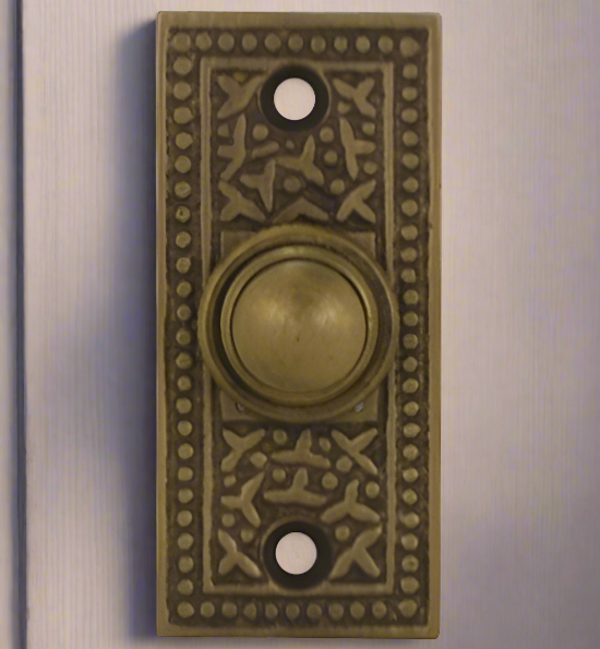 ##Antique Hardware## Solid Brass Rice Pattern Door Bell (Several Finishes Available)