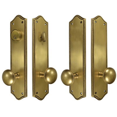 ##Antique Hardware## Georgian Roped Oval Double Door Deadbolt Entryway Set