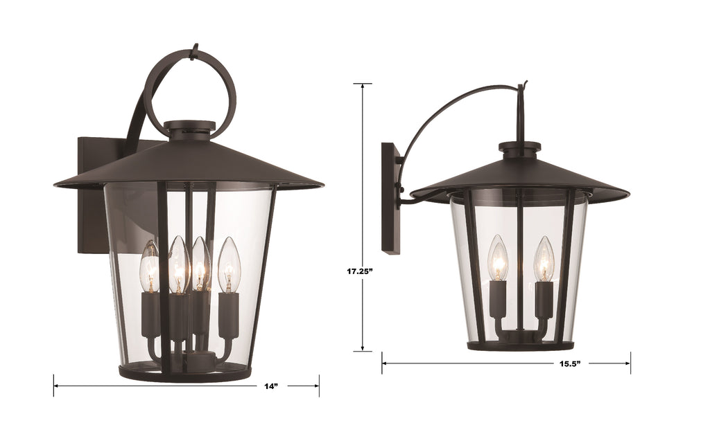 Antique Hardware Andover 4 Light Matte Black Outdoor Sconce Exterior