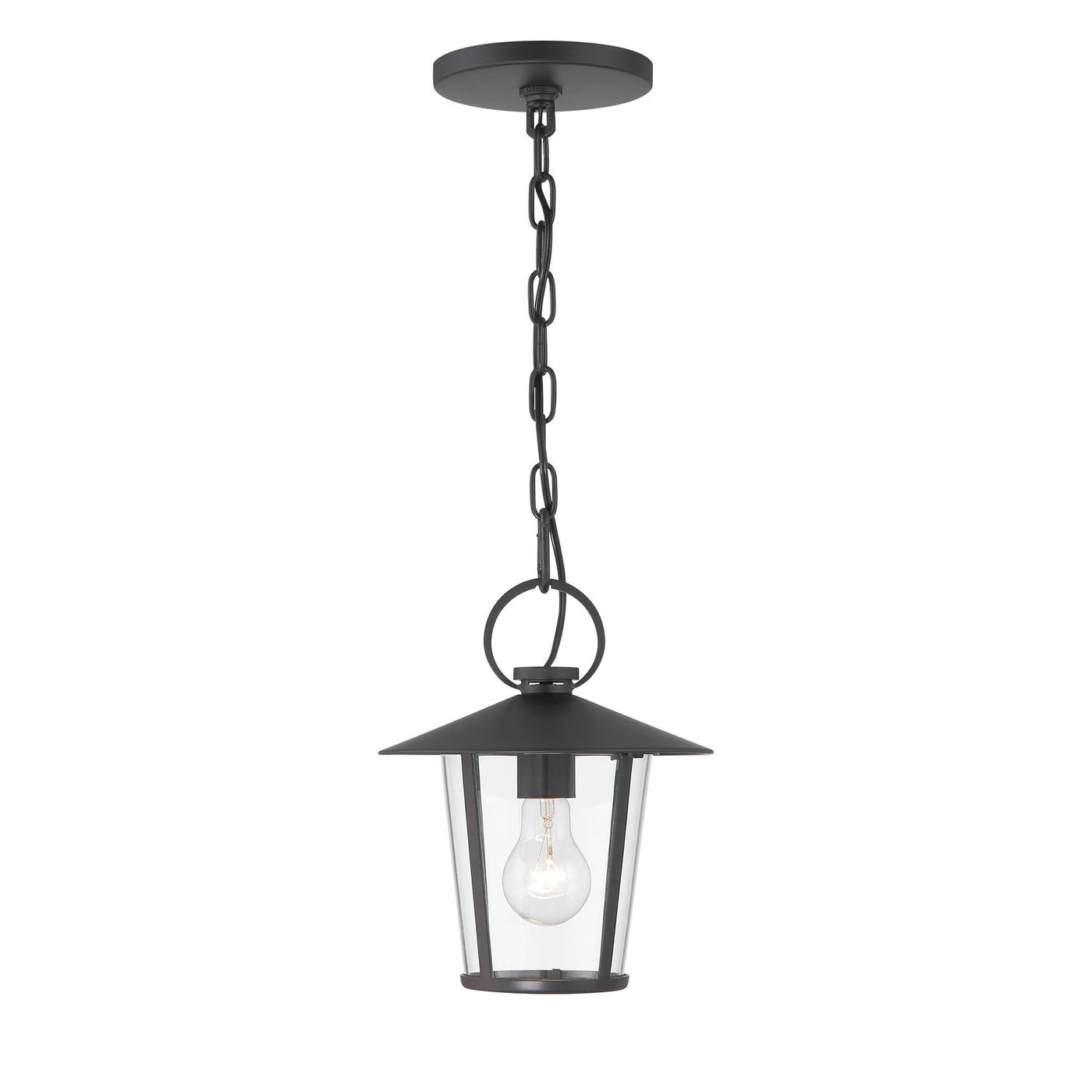 Antique Hardware Andover 1 Light Matte Black Outdoor Pendant Exterior