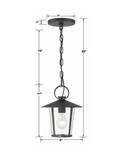 Antique Hardware Andover 1 Light Matte Black Outdoor Pendant Exterior