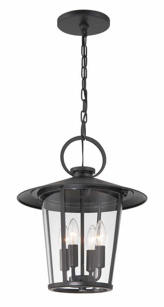 Antique Hardware Andover 4 Light Matte Black Outdoor Pendant Exterior