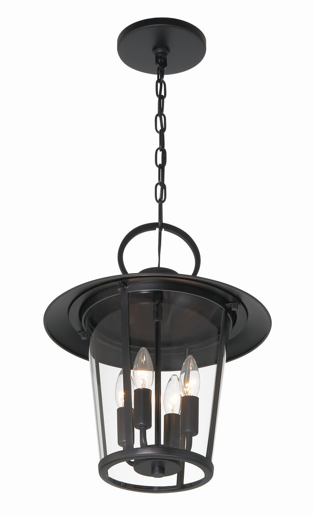 Antique Hardware Andover 4 Light Matte Black Outdoor Pendant Exterior