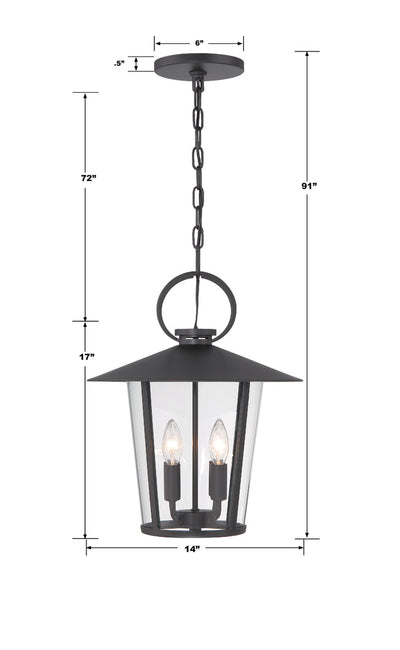 Antique Hardware Andover 4 Light Matte Black Outdoor Pendant Exterior