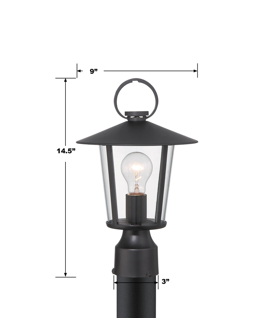 Antique Hardware Andover 1 Light Matte Black Outdoor Post Exterior