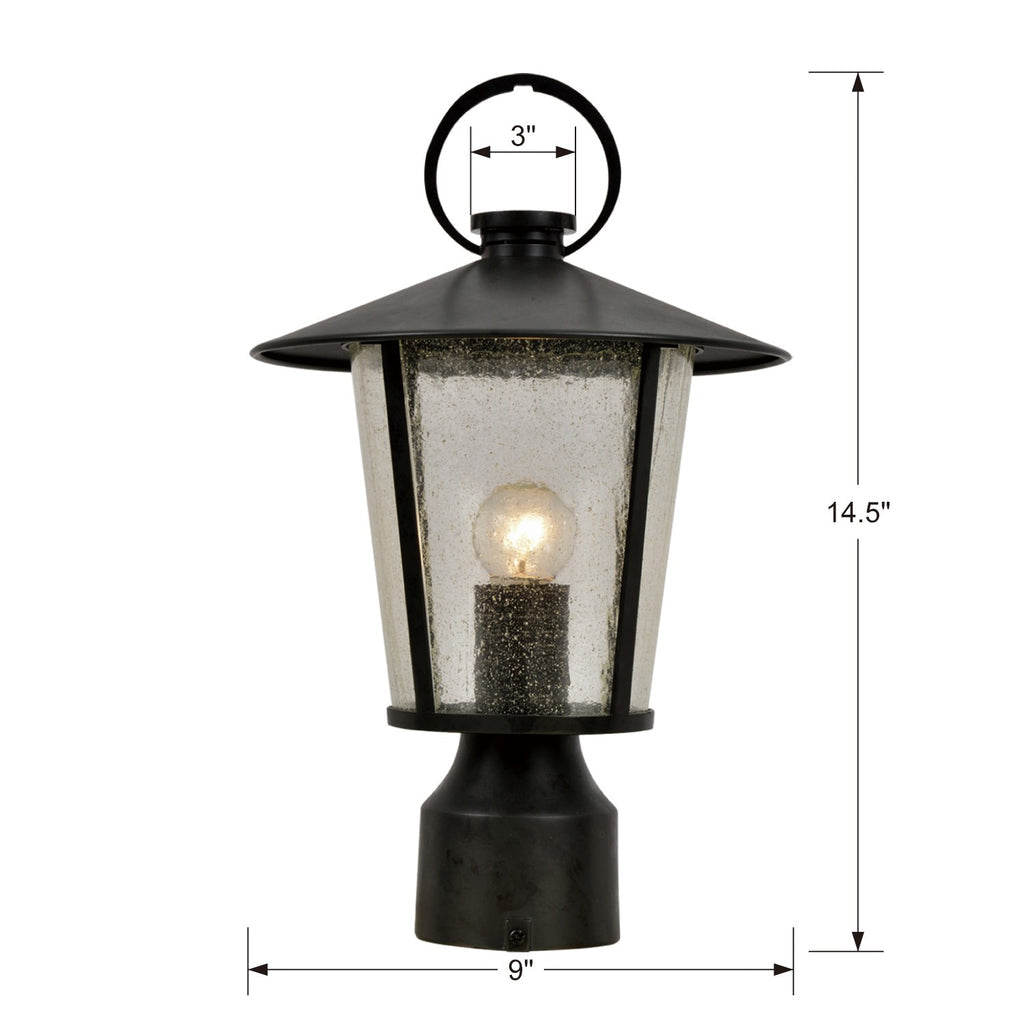 Antique Hardware Andover 1 Light Matte Black Outdoor Post Exterior