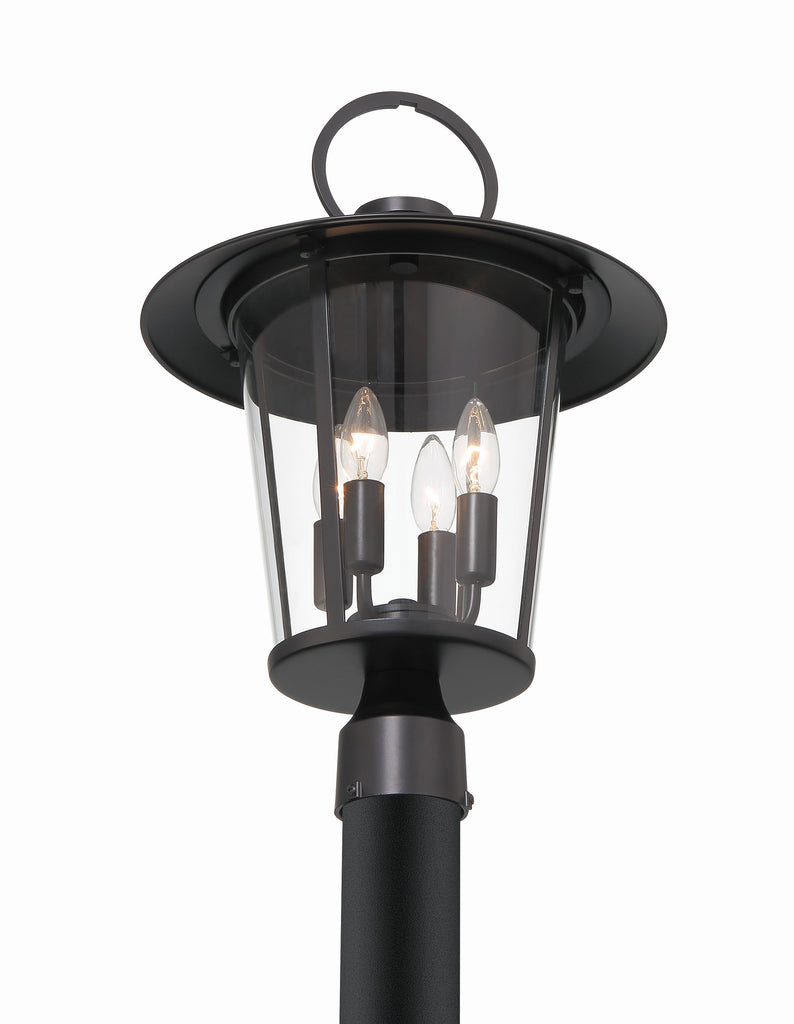 Antique Hardware Andover 4 Light Matte Black Outdoor Post Exterior