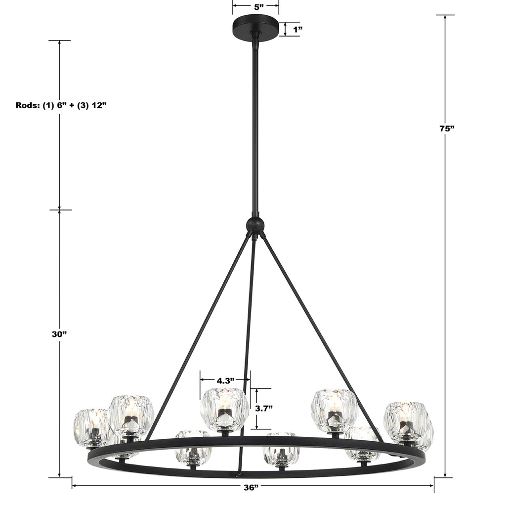 Antique Hardware Aragon 10 Light Matte Black Chandelier Chandelier