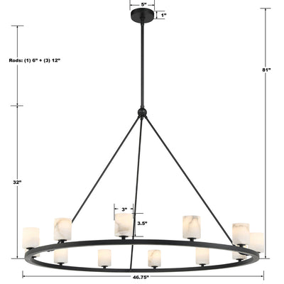 Antique Hardware Aragon 12 Light Matte Black Chandelier Chandelier