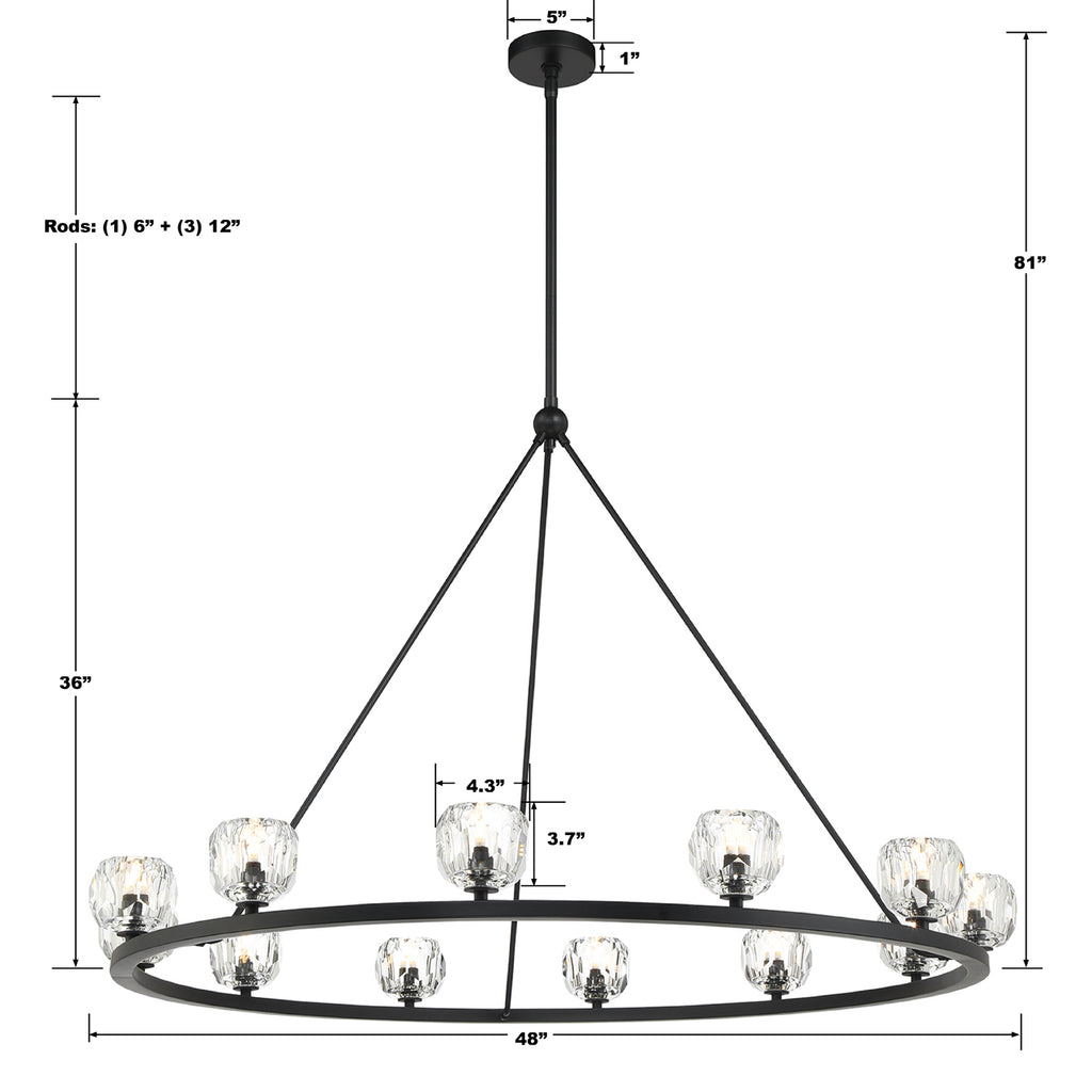 Antique Hardware Aragon 12 Light Matte Black Chandelier Chandelier