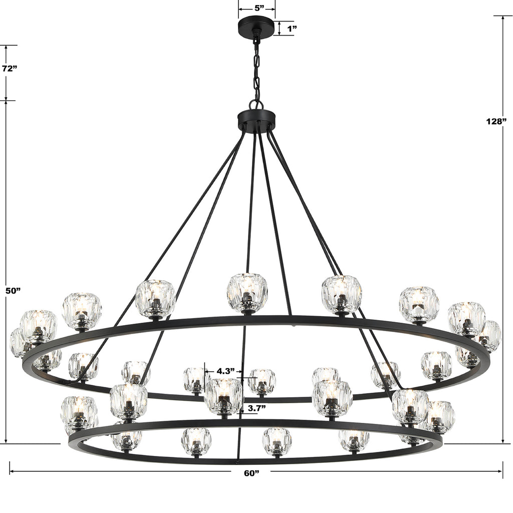 Antique Hardware Aragon 30 Light Matte Black Chandelier Chandelier