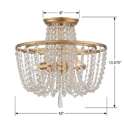 Antique Hardware Arcadia 3 Light Antique Gold Semi Flush Mount Semi Flush