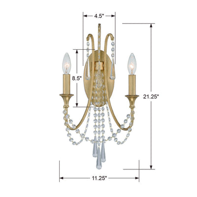 Antique Hardware Arcadia 2 Light Antique Gold Sconce Wall Sconce