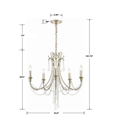 Antique Hardware Arcadia 5 Light Antique Silver Chandelier Chandelier