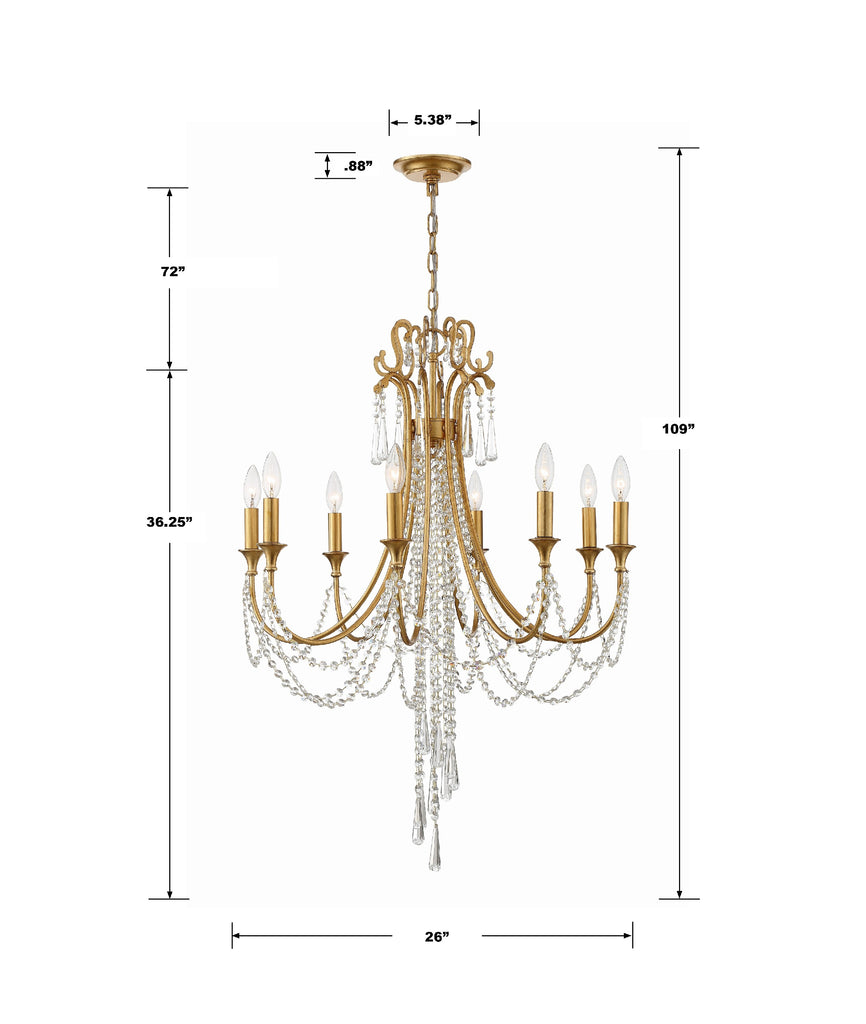 Antique Hardware Arcadia 8 Light Antique Gold Chandelier Chandelier