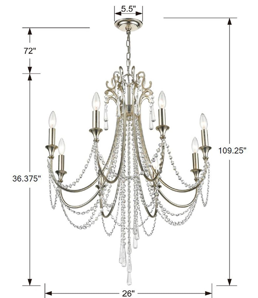 Antique Hardware Arcadia 8 Light Antique Silver Chandelier Chandelier