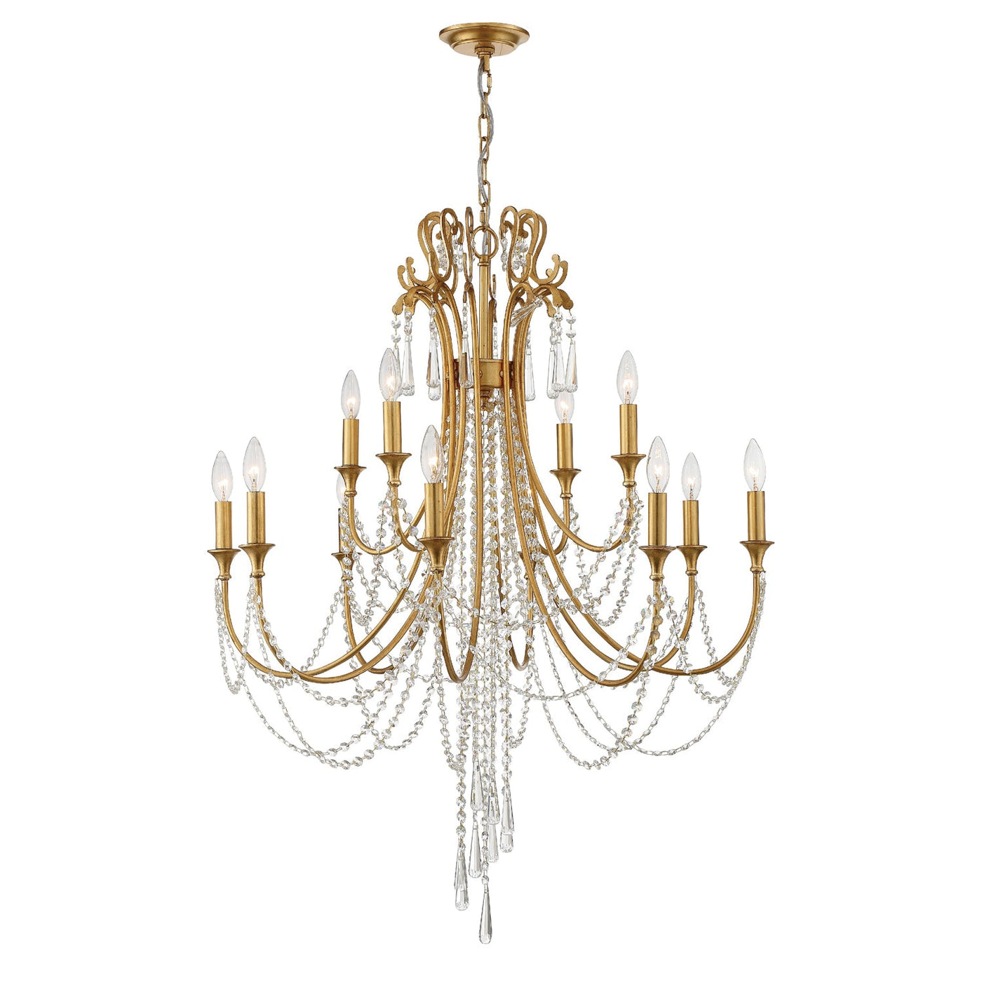 Antique Hardware Arcadia 12 Light Antique Gold Chandelier Chandelier