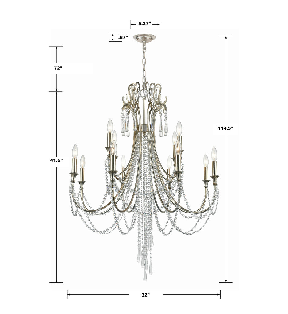 Antique Hardware Arcadia 12 Light Antique Silver Chandelier Chandelier