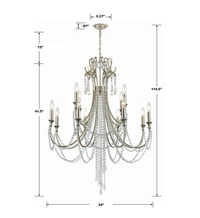 Antique Hardware Arcadia 12 Light Antique Silver Chandelier Chandelier