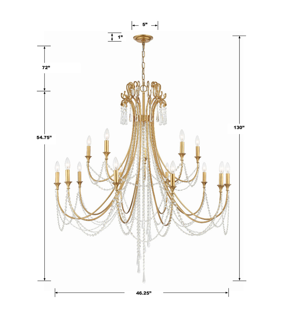 Antique Hardware Arcadia 15 Light Antique Gold Chandelier Chandelier