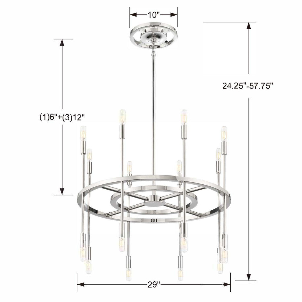 Antique Hardware Aries 16 Light Polished Nickel Chandelier Chandelier