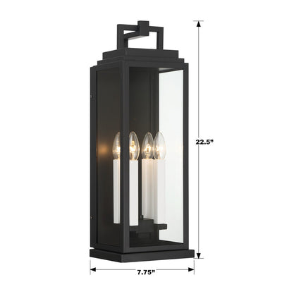 Antique Hardware Aspen 4 Light Matte Black Outdoor Sconce Exterior