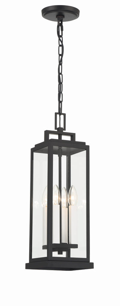 Antique Hardware Aspen 4 Light Matte Black Outdoor Pendant Exterior