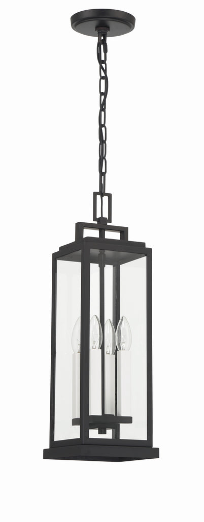 Antique Hardware Aspen 4 Light Matte Black Outdoor Pendant Exterior