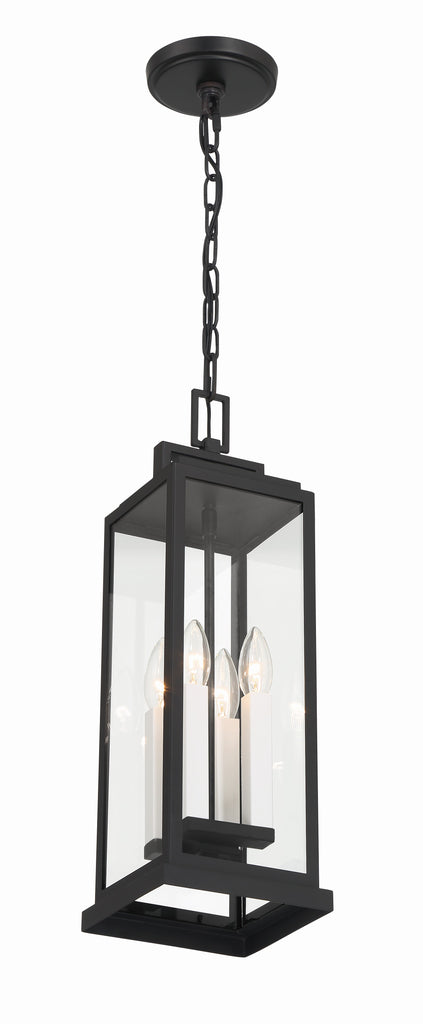 Antique Hardware Aspen 4 Light Matte Black Outdoor Pendant Exterior