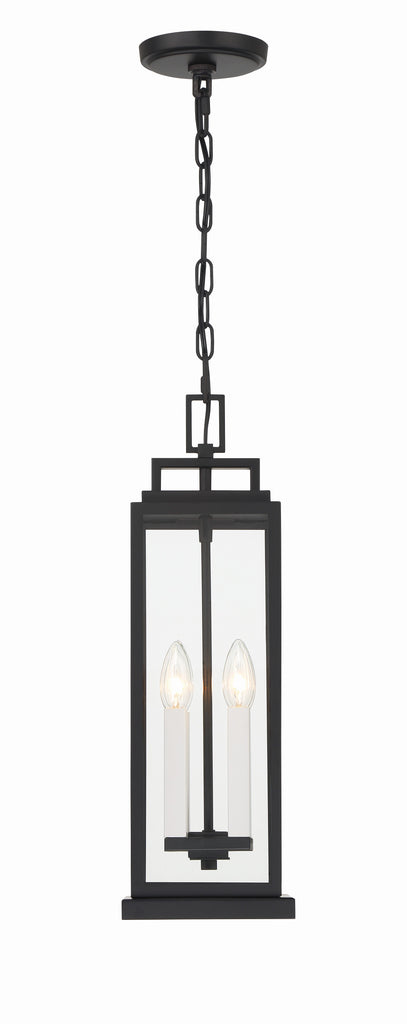 Antique Hardware Aspen 4 Light Matte Black Outdoor Pendant Exterior