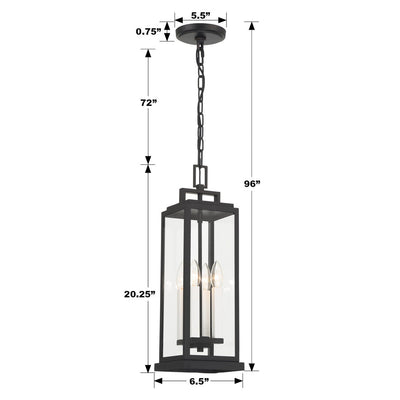 Antique Hardware Aspen 4 Light Matte Black Outdoor Pendant Exterior