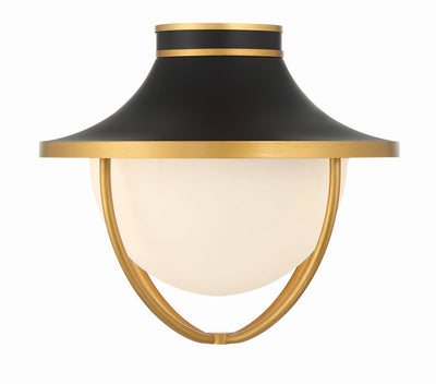 Antique Hardware Atlas 2 Light Matte Black + Textured Gold Outdoor Semi Flush Mount Exterior