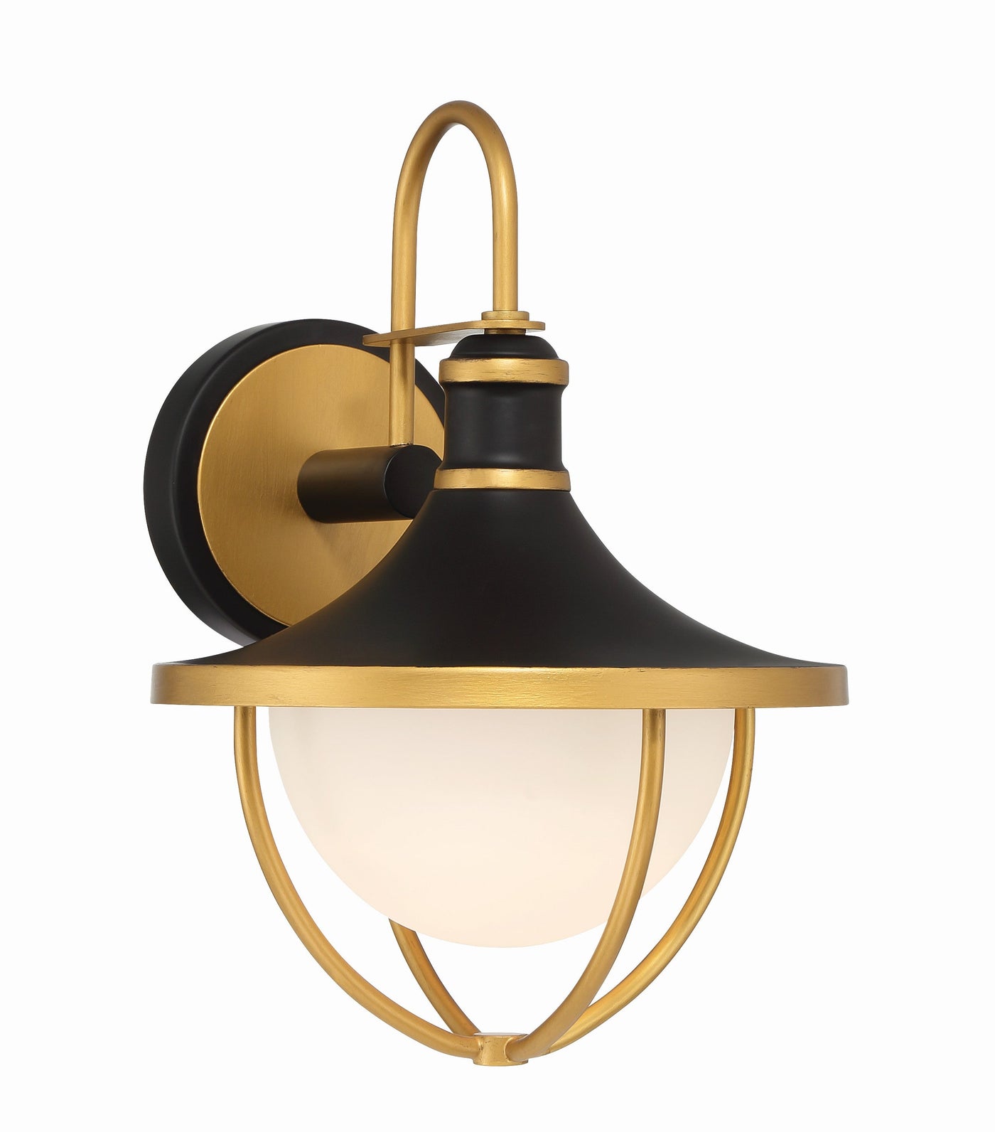 Antique Hardware Atlas 1 Light Matte Black + Textured Gold Outdoor Sconce Exterior