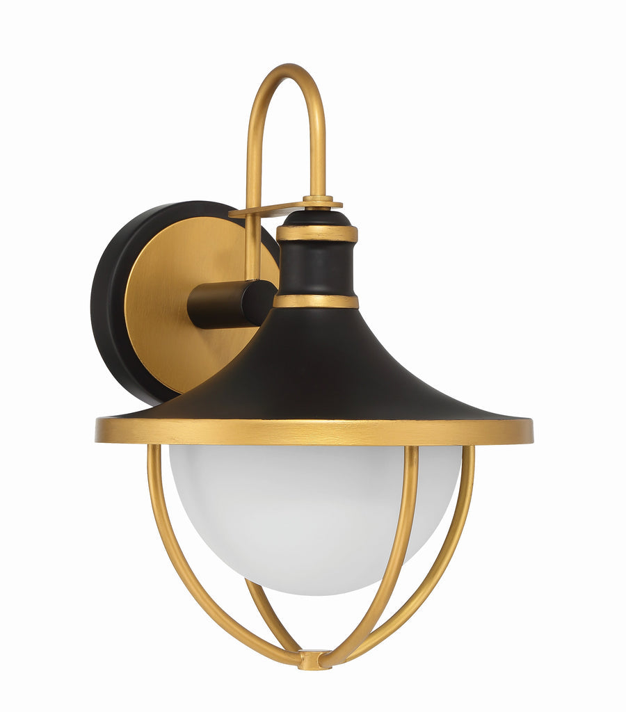 Antique Hardware Atlas 1 Light Matte Black + Textured Gold Outdoor Sconce Exterior